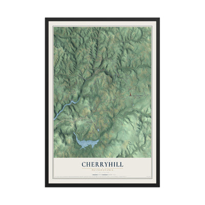 Map of Cherryhill, Pennsylvania, 12 x 18 inch print in a black wood frame