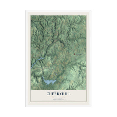 Map of Cherryhill, Pennsylvania, 12 x 18 inch print in a white wood frame