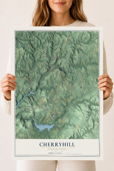Map of Cherryhill, Pennsylvania, 18 x 24 inch unframed archival matte print
