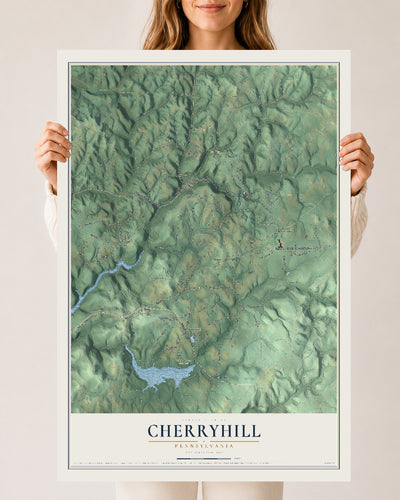 Map of Cherryhill, Pennsylvania, 24 x 36 inch unframed archival matte print