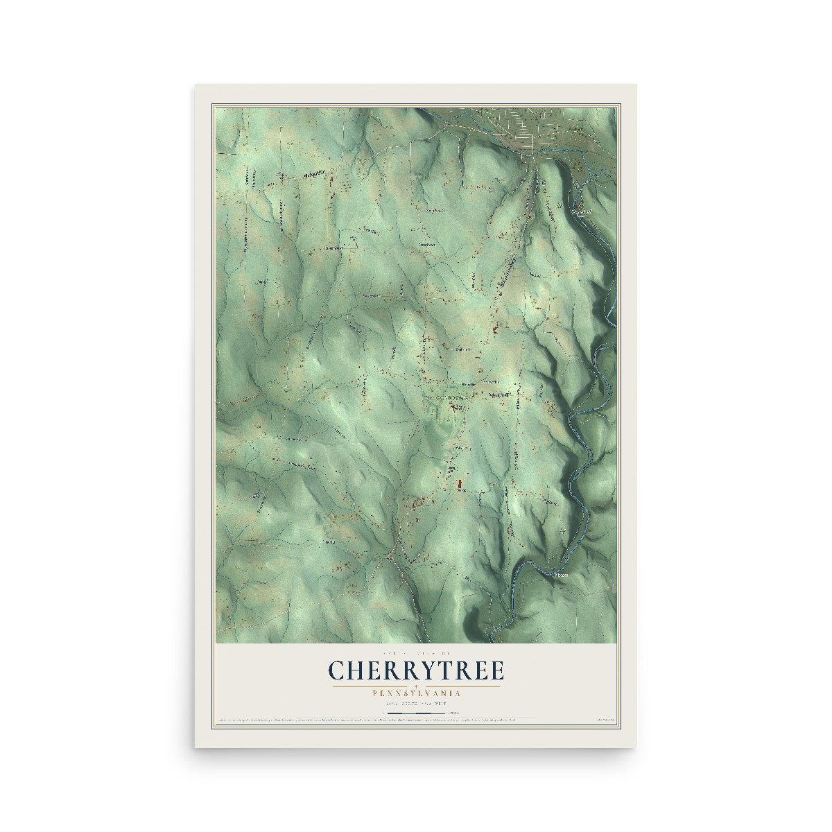 Map of Cherrytree, Pennsylvania, 12 x 18 inch unframed archival matte print