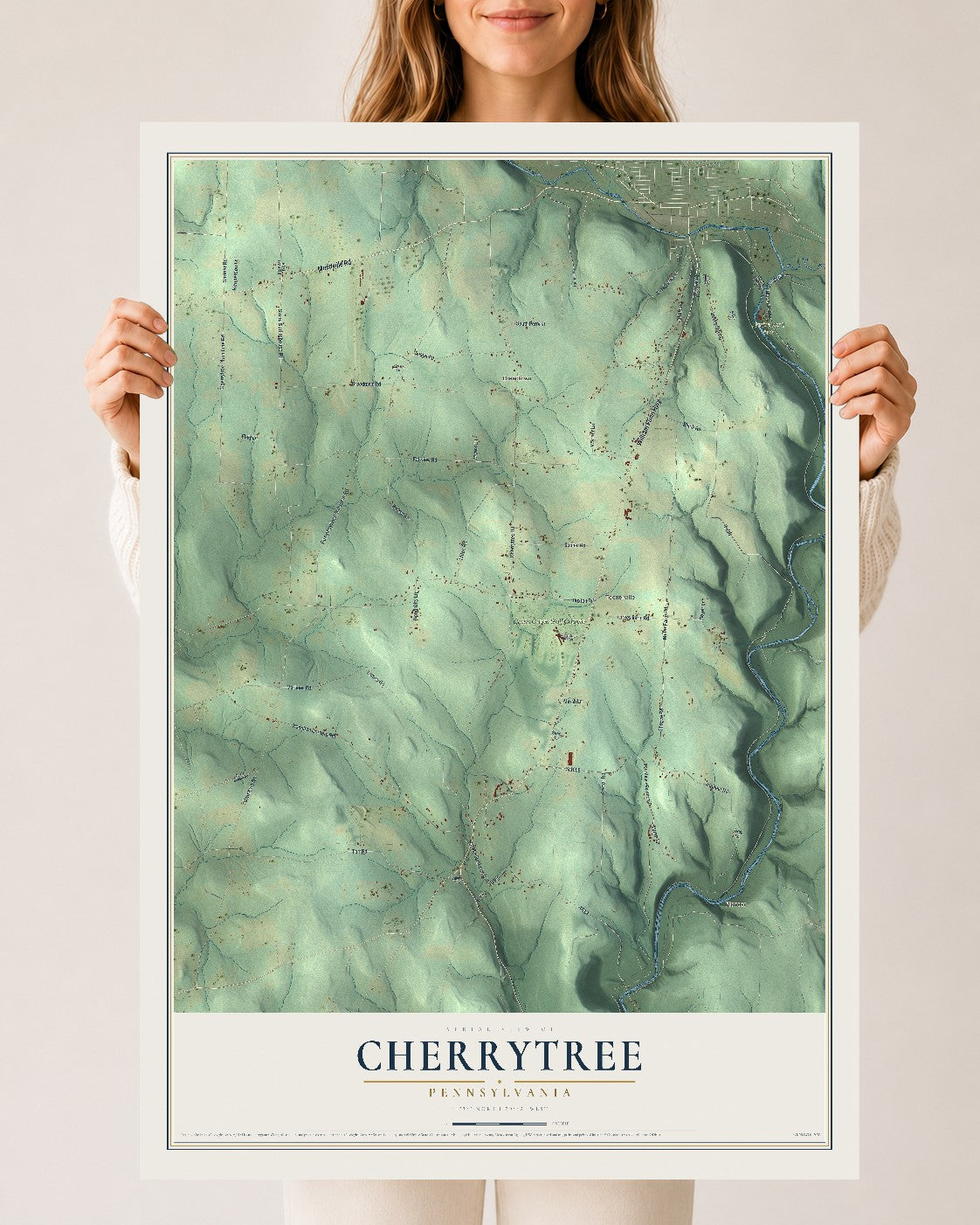 Map of Cherrytree, Pennsylvania, 24 x 36 inch unframed archival matte print