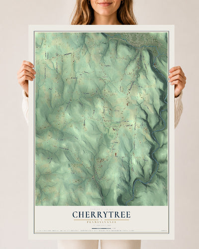 Map of Cherrytree, Pennsylvania, 24 x 36 inch unframed archival matte print