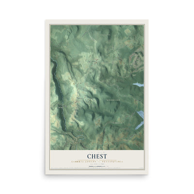 Map of Chest, Cambria County, Pennsylvania, 12 x 18 inch unframed archival matte print