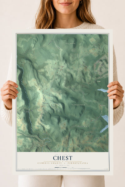Map of Chest, Cambria County, Pennsylvania, 18 x 24 inch unframed archival matte print