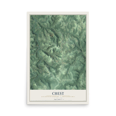 Map of Chest, Clearfield County, Pennsylvania, 12 x 18 inch unframed archival matte print