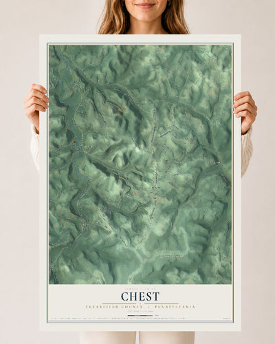 Map of Chest, Clearfield County, Pennsylvania, 24 x 36 inch unframed archival matte print