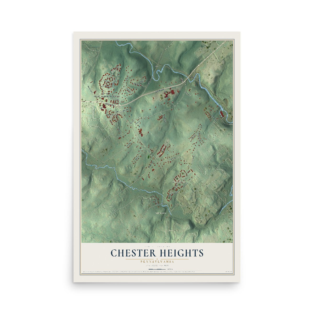 Map of Chester Heights, Pennsylvania, 12 x 18 inch unframed archival matte print