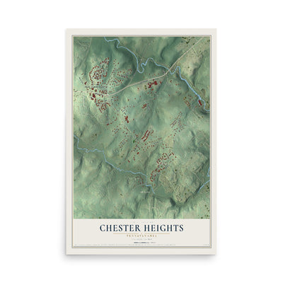 Map of Chester Heights, Pennsylvania, 12 x 18 inch unframed archival matte print