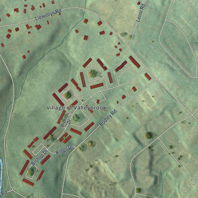 Second close-up of the map of Chester Heights, Pennsylvania print showing more streets and buildings