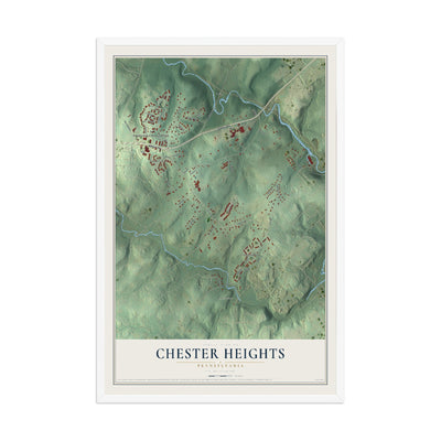 Map of Chester Heights, Pennsylvania, 12 x 18 inch print in a white wood frame