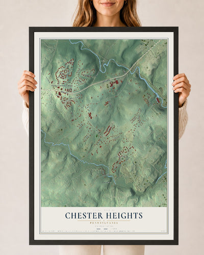 Map of Chester Heights, Pennsylvania, 24 x 36 inch print in a black wood frame