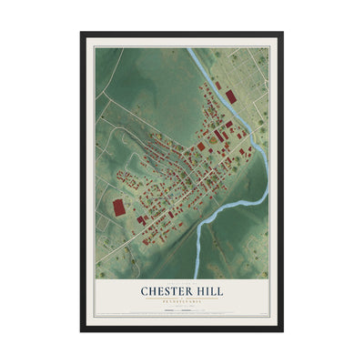 Map of Chester Hill, Pennsylvania, 12 x 18 inch print in a black wood frame