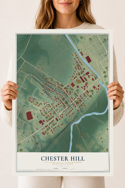 Map of Chester Hill, Pennsylvania, 18 x 24 inch unframed archival matte print