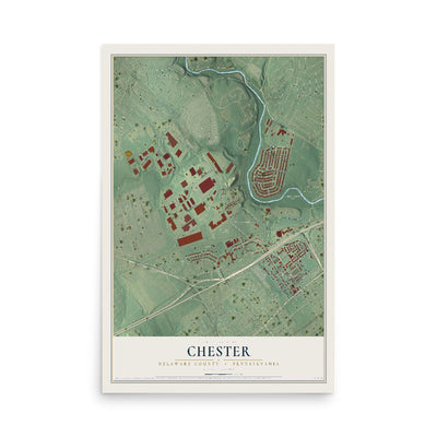 Map of Chester, Delaware County, Pennsylvania, 12 x 18 inch unframed archival matte print