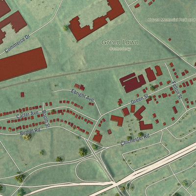 Second close-up of the map of Chester, Delaware County, Pennsylvania print showing more streets and buildings