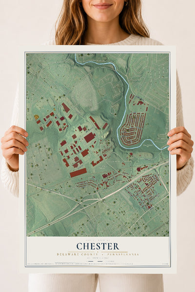 Map of Chester, Delaware County, Pennsylvania, 18 x 24 inch unframed archival matte print