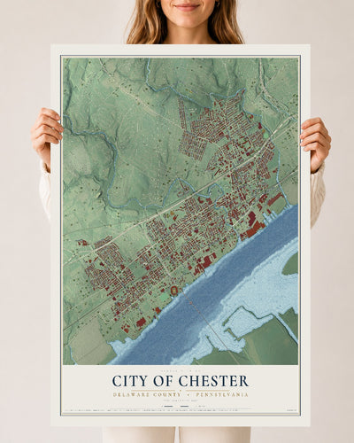 Map of the City of Chester, Delaware County, Pennsylvania, 24 x 36 inch unframed archival matte print