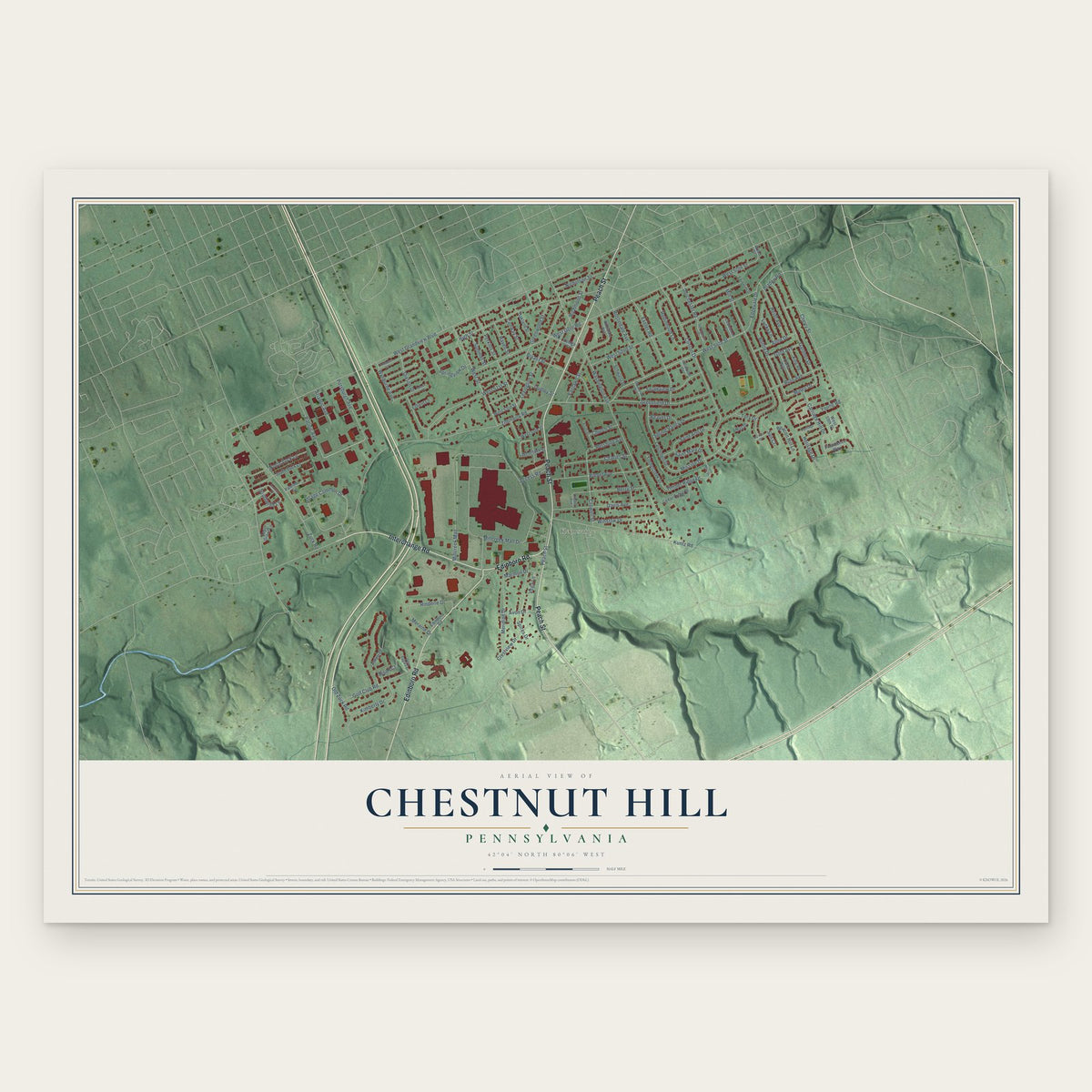 Chestnut Hill, Erie County, Pennsylvania map print, the full design