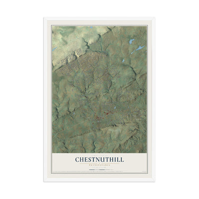 Map of Chestnuthill, Pennsylvania, 12 x 18 inch print in a white wood frame
