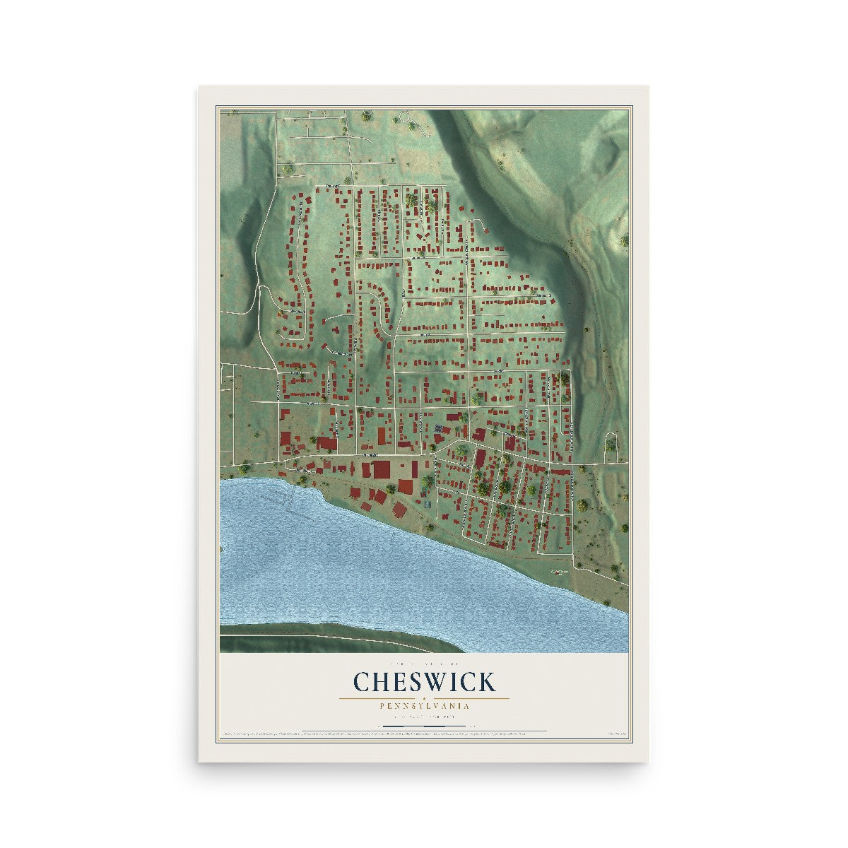 Map of Cheswick, Pennsylvania, 12 x 18 inch unframed archival matte print
