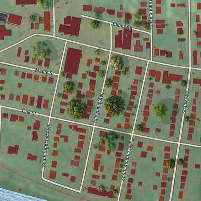 Second close-up of the map of Cheswick, Pennsylvania print showing more streets and buildings