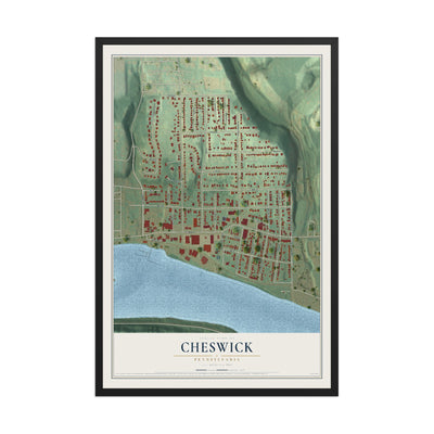 Map of Cheswick, Pennsylvania, 12 x 18 inch print in a black wood frame