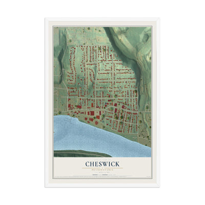 Map of Cheswick, Pennsylvania, 12 x 18 inch print in a white wood frame