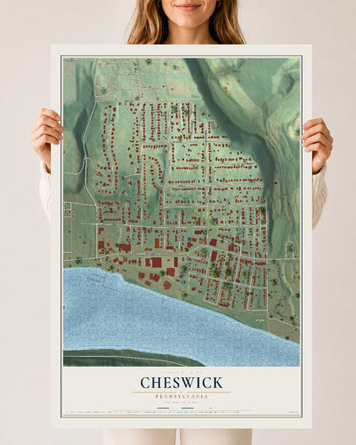 Map of Cheswick, Pennsylvania, 24 x 36 inch unframed archival matte print
