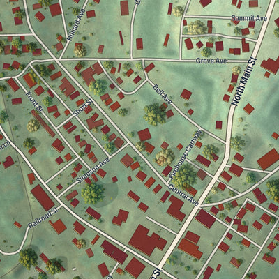 Close-up of the map of Chicora, Pennsylvania print showing street and building detail