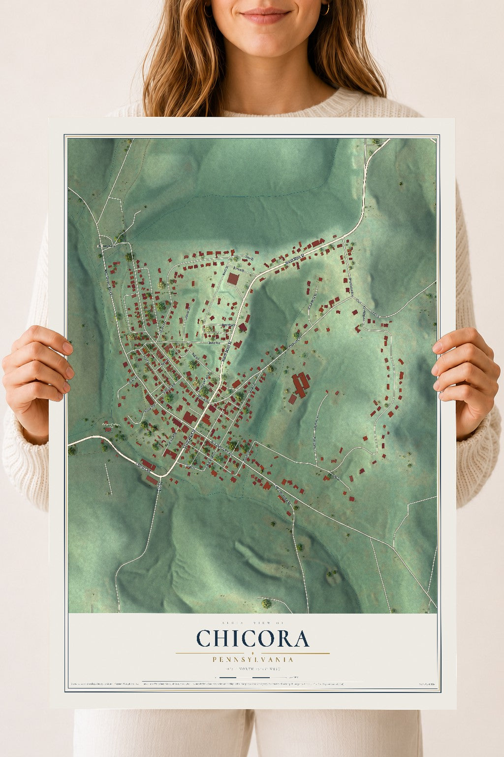Map of Chicora, Pennsylvania, 18 x 24 inch unframed archival matte print