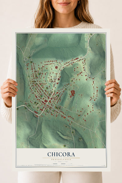 Map of Chicora, Pennsylvania, 18 x 24 inch unframed archival matte print