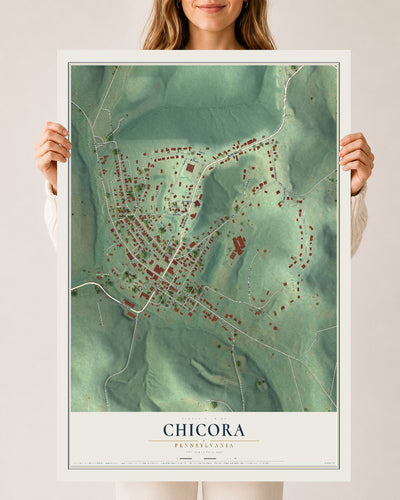 Map of Chicora, Pennsylvania, 24 x 36 inch unframed archival matte print