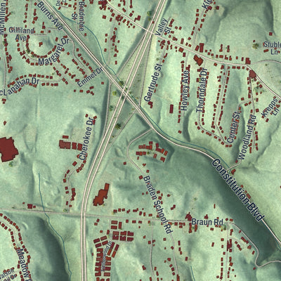 Close-up of the map of Chippewa, Pennsylvania print showing street and building detail