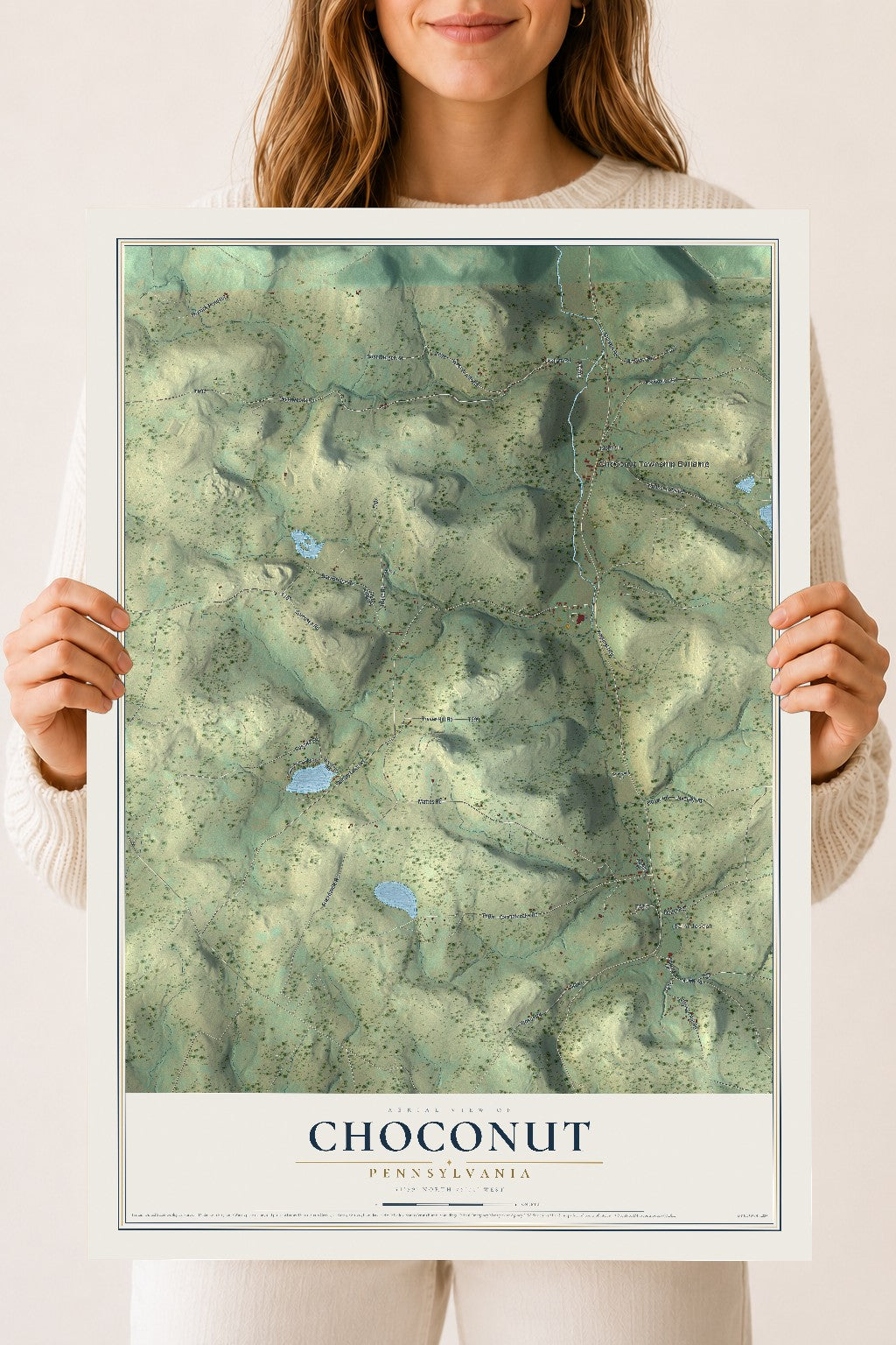 Map of Choconut, Pennsylvania, 18 x 24 inch unframed archival matte print
