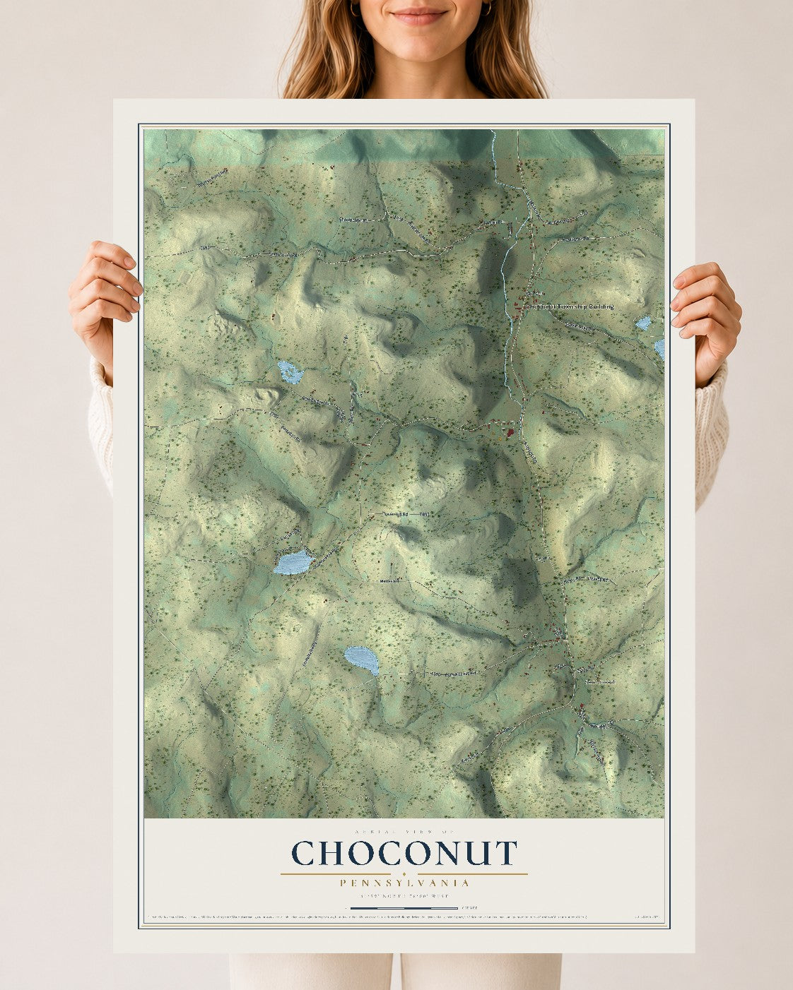 Map of Choconut, Pennsylvania, 24 x 36 inch unframed archival matte print
