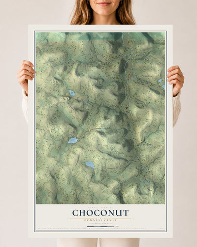 Map of Choconut, Pennsylvania, 24 x 36 inch unframed archival matte print