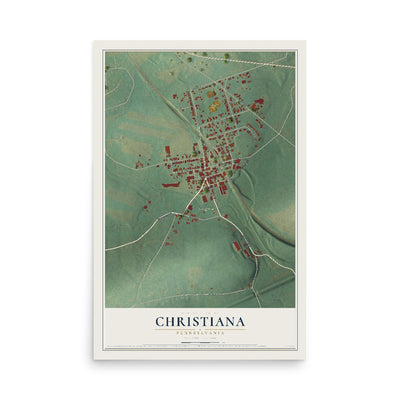 Map of Christiana, Pennsylvania, 12 x 18 inch unframed archival matte print
