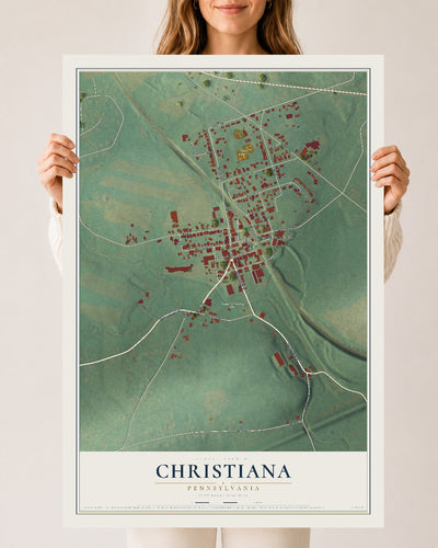 Map of Christiana, Pennsylvania, 24 x 36 inch unframed archival matte print