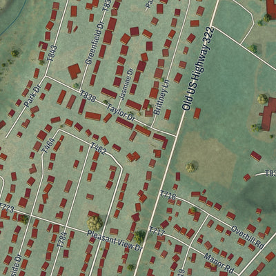 Close-up of the map of Church Hill, Pennsylvania print showing street and building detail