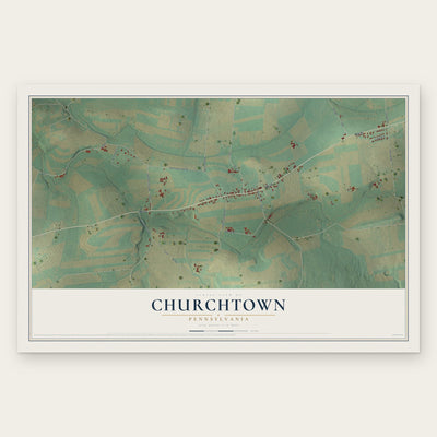 Churchtown, Pennsylvania map print, the full design