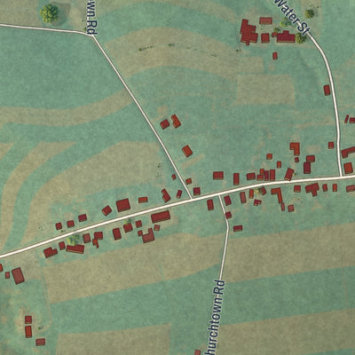 Close-up of the map of Churchtown, Pennsylvania print showing street and building detail