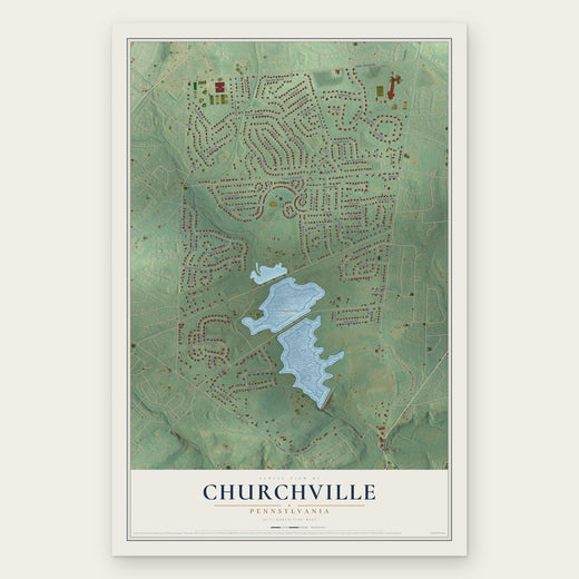 Churchville, Pennsylvania map print, the full design