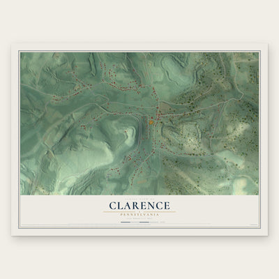Clarence, Pennsylvania map print, the full design