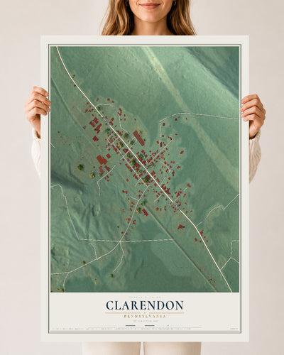 Map of Clarendon, Pennsylvania, 24 x 36 inch unframed archival matte print
