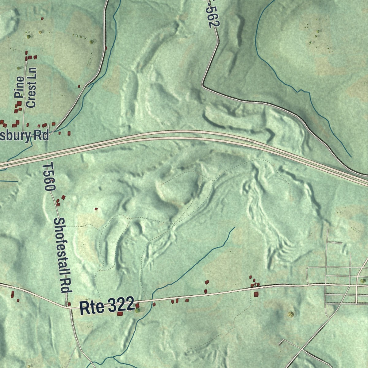 Close-up of the map of Clarion, Clarion County, Pennsylvania print showing street and building detail