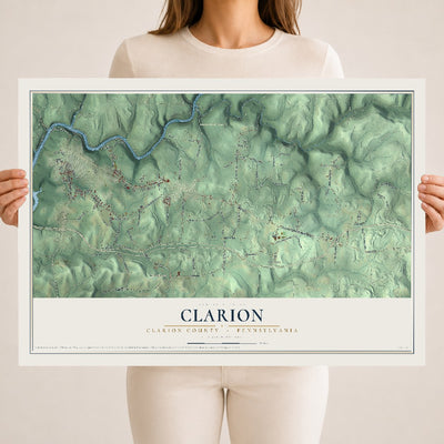 Map of Clarion, Clarion County, Pennsylvania, 18 x 24 inch unframed archival matte print