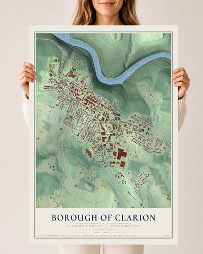 Map of the Borough of Clarion, Clarion County, Pennsylvania, 24 x 36 inch unframed archival matte print