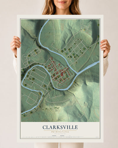 Map of Clarksville, Pennsylvania, 24 x 36 inch unframed archival matte print