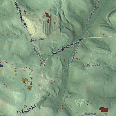 Close-up of the map of Clay, Butler County, Pennsylvania print showing street and building detail